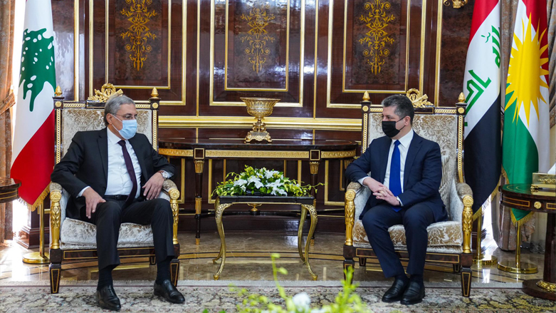 Kurdistan Region Prime Minister Masrour Barzani in meeting with Lebanon’s Minister of Justice Henry Khoury, in Erbil, Kurdistan Region, Jan. 24, 2022. (Photo: KRG)